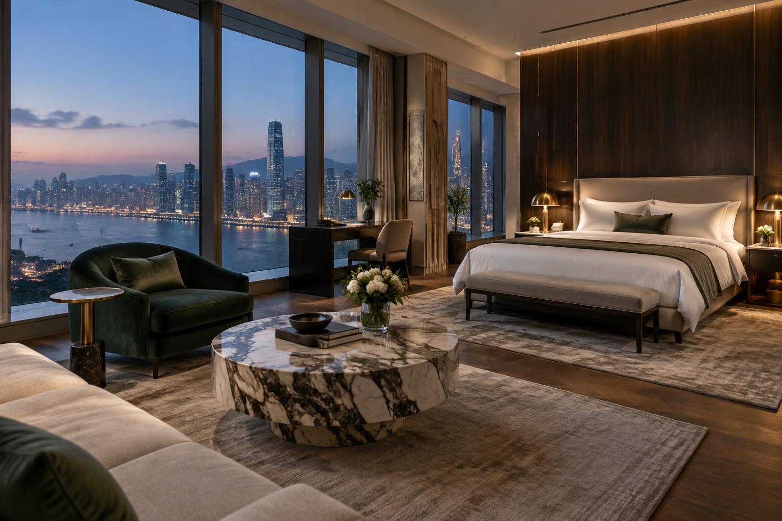 Suite d'hôtel de luxe au crépuscule